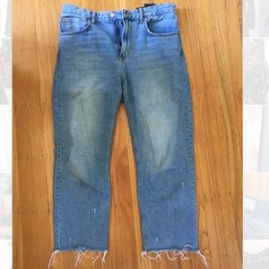 Frayed straight leg jeans